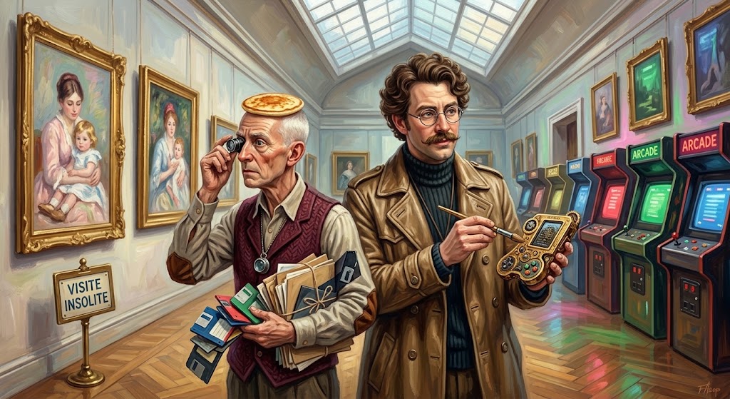 Otto von Strassenbach, manette à la main, et Kurt Blinis, coiffé de son blini et muni de sa loupe, déambulent dans une galerie où des pastels de Mary Cassatt voisinent avec des bornes d'arcade rouges, vertes et bleues.